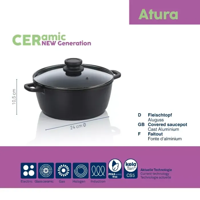 Каструля з кришкою KELA Atura, 24 см, 3,2 л (15171)