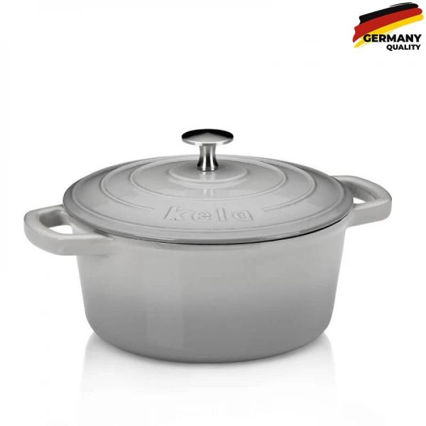 Каструля чавунна з кришкою KELA Calido 24 см 3,8 л (12606) сіра