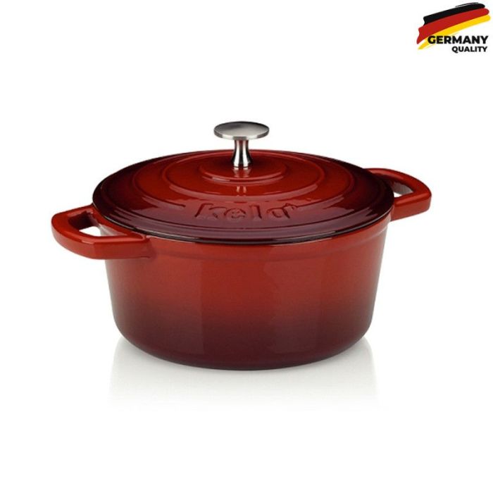 Каструля чавунна з кришкою KELA Calido червона 21 см 2,5 л (11940)