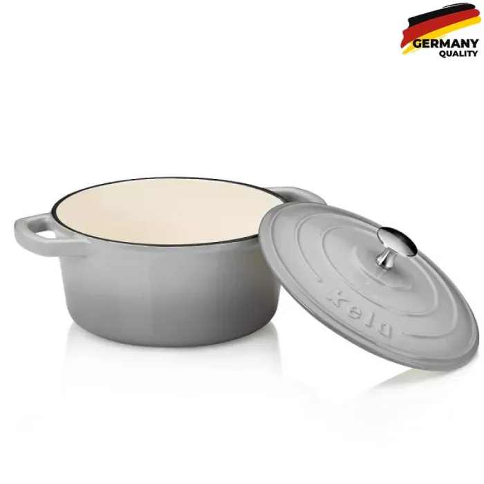 Каструля чавунна з кришкою KELA Calido 21 см 2,5 л (12605) сіра