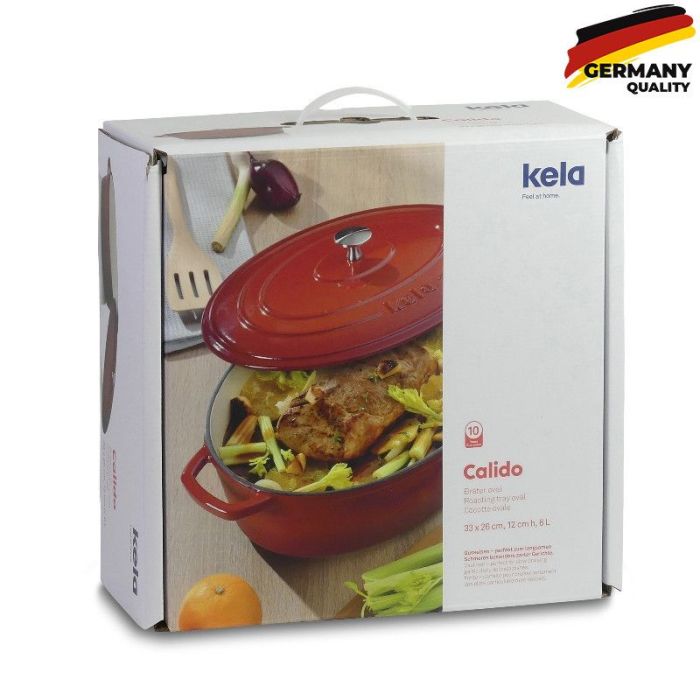 Каструля чавунна з кришкою KELA Calido червона 21 см 2,5 л (11940)