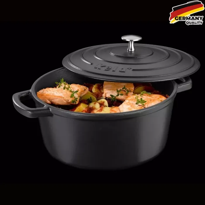 Каструля чавунна з кришкою KELA Calido чорна 24 см 3,8 л (12471)