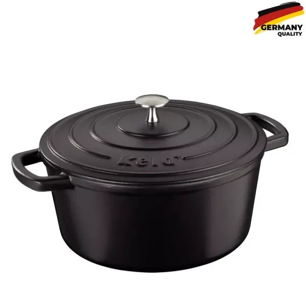 Каструля чавунна з кришкою KELA Calido чорна 24 см 3,8 л (12471)