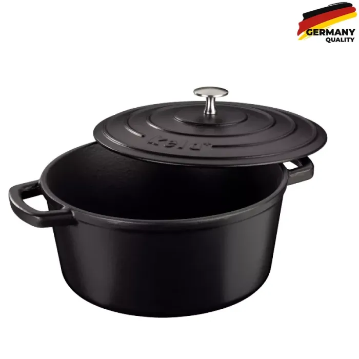 Каструля чавунна з кришкою KELA Calido чорна 24 см 3,8 л (12471)
