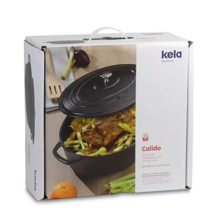 Гусятниця чавунна з кришкою KELA Calido  (12473) 33х26х12 см 6 л чорна